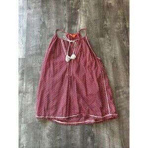 Joe Fresh 100% Cotton Size Medium Women’s Sleeveless Blouse Red Tassel Tie Boho
